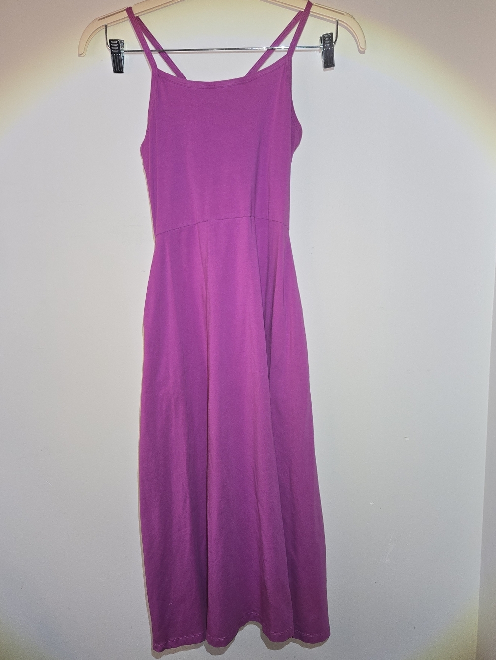 Pact Organic Cotton Fit & Flare [Small] Midi Dress Built In Bra Rose Pink - Picture 3 of 9